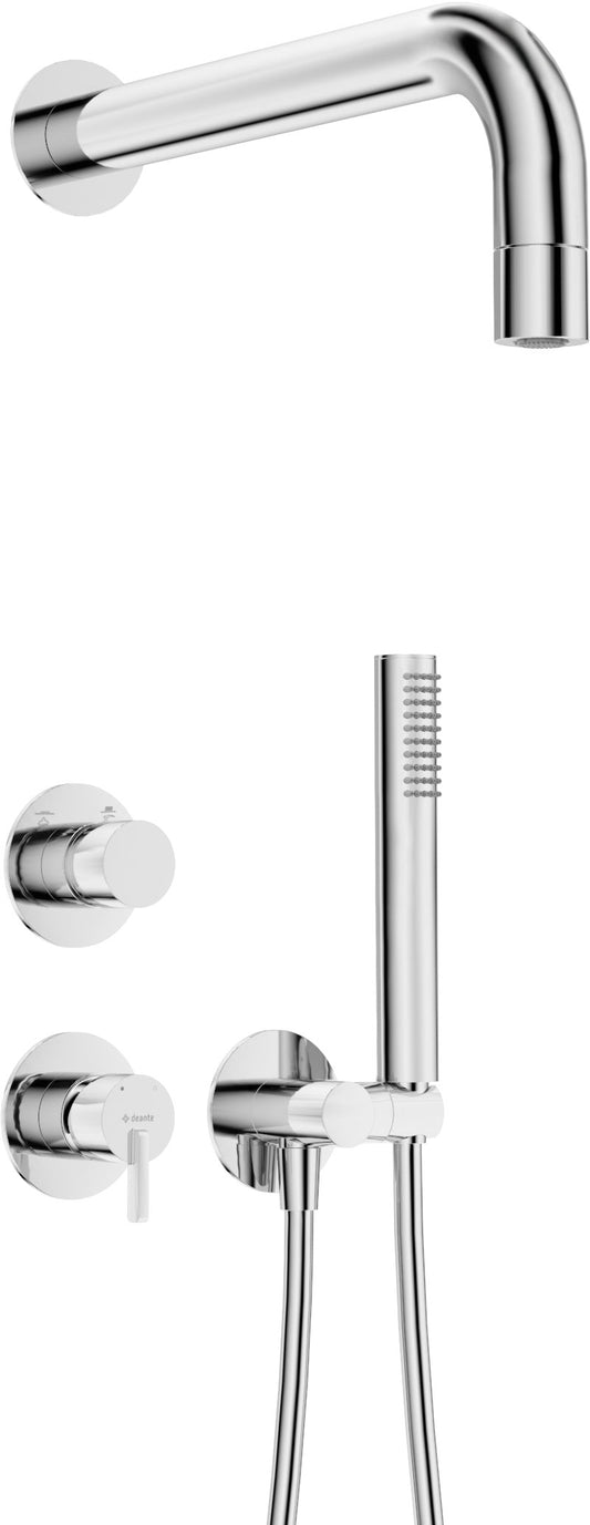 Concealed shower set, with a fixed shower head