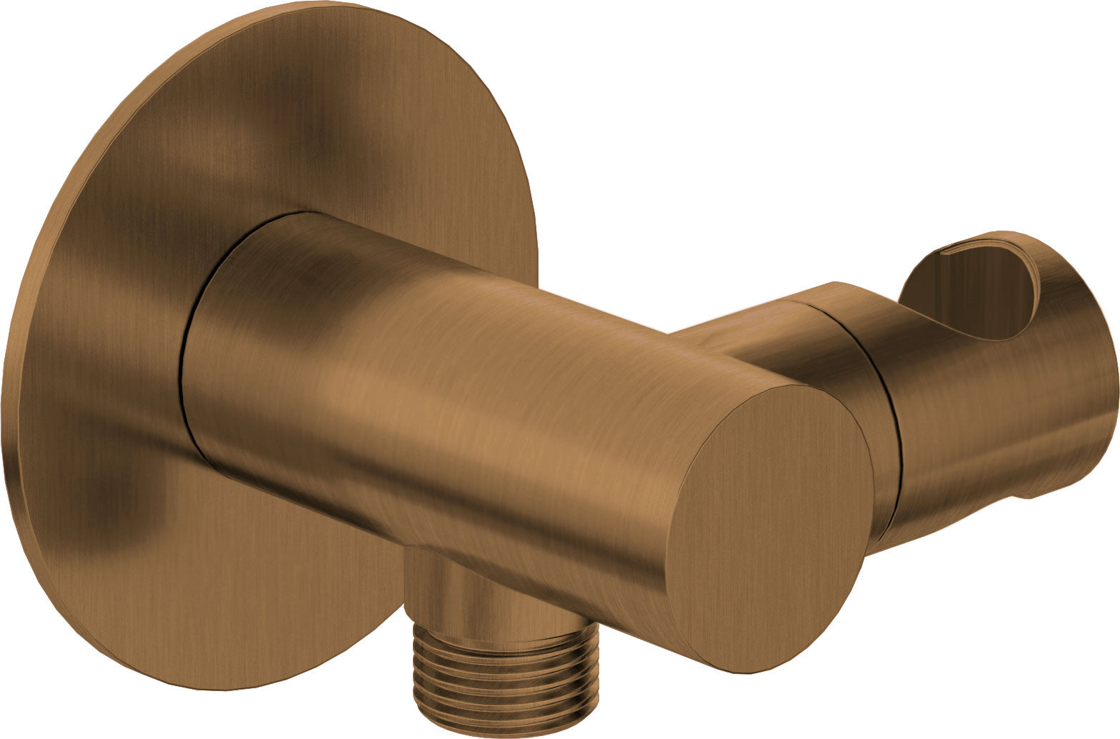 Angled hose connector, round, with hand shower holder