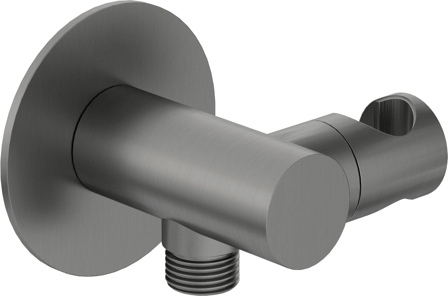 Angled hose connector, round, with hand shower holder
