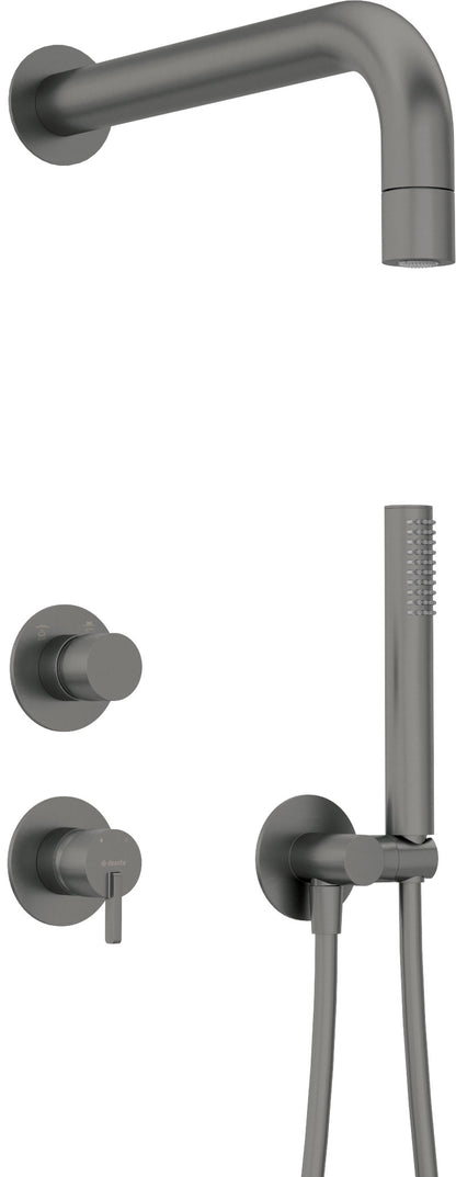 Concealed shower set, with a fixed shower head
