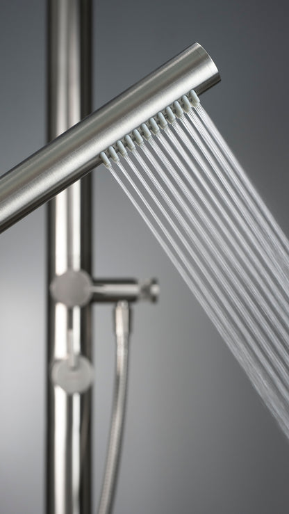 Floor-mounted shower column, for garden or bathroom (outdoor/indoor)