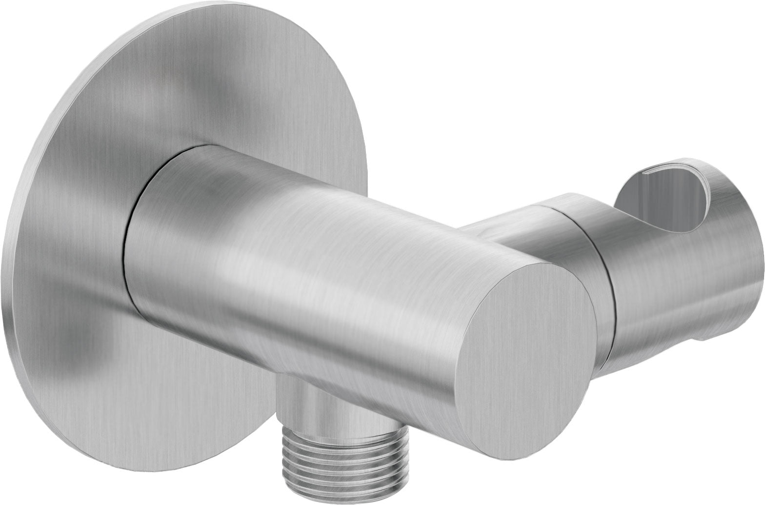 Angled hose connector, round, with hand shower holder