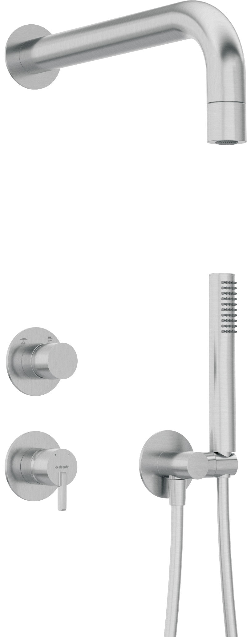 Concealed shower set, with a fixed shower head