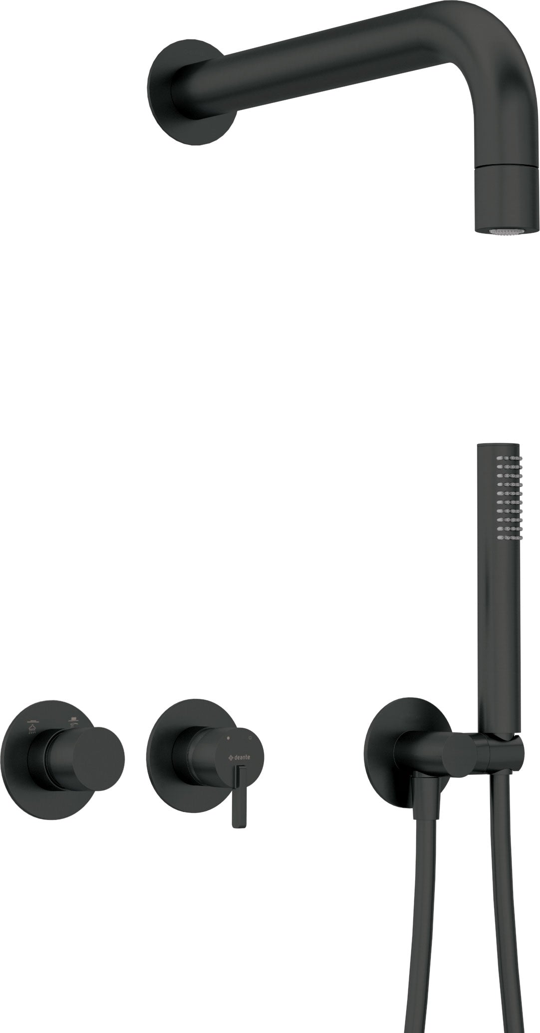 Concealed shower set, with a fixed shower head - with horizontal mixer