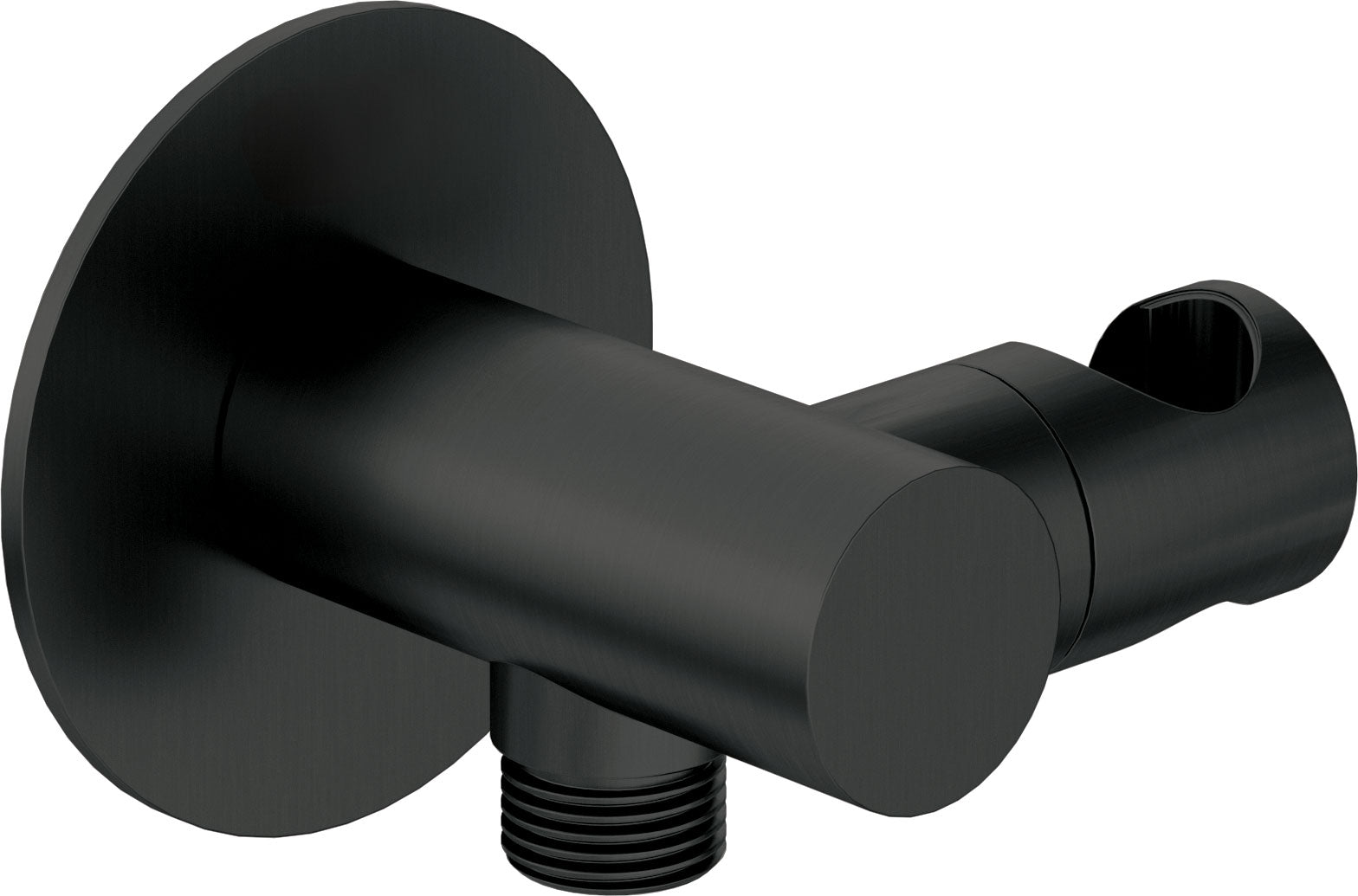 Angled hose connector, round, with hand shower holder