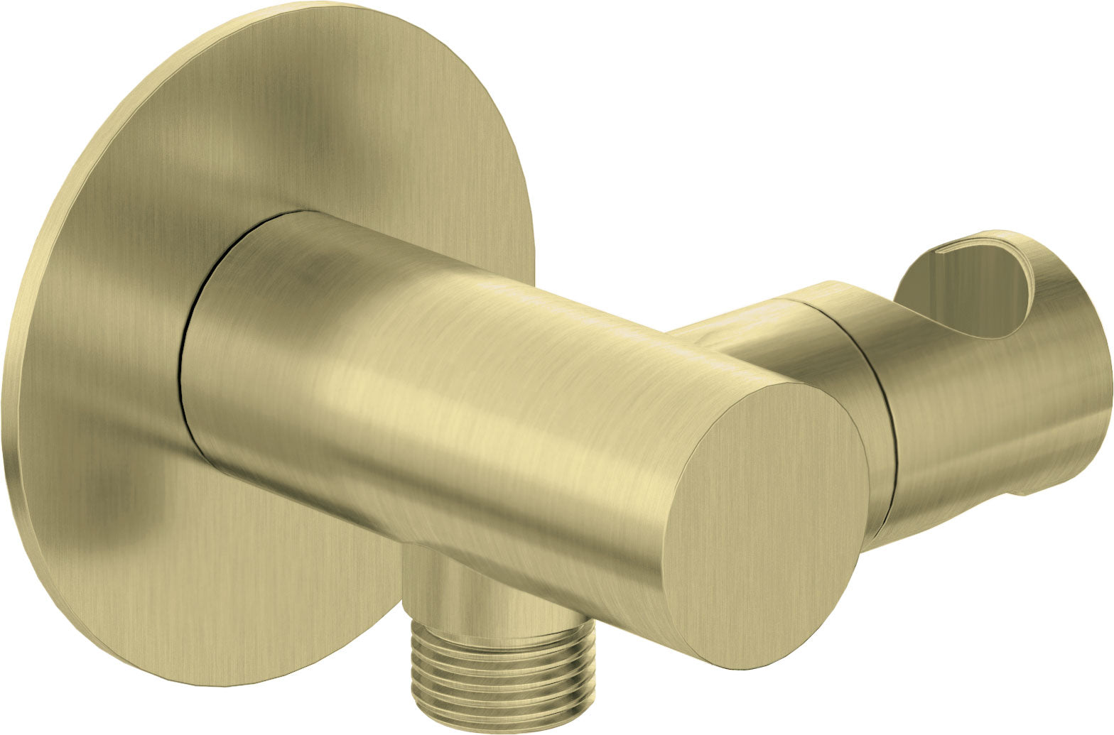 Angled hose connector, round, with hand shower holder