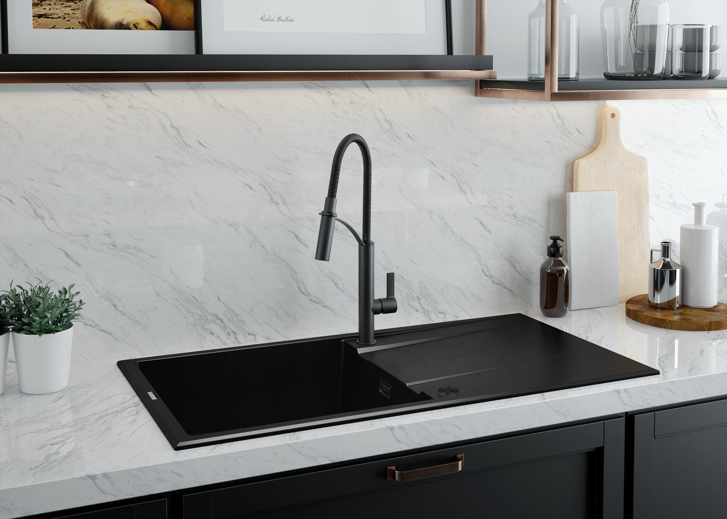 Granite sink, 1-bowl with drainer