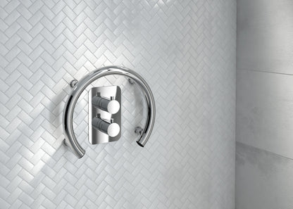 Wall-mounted grab bar, horseshoe-shaped
