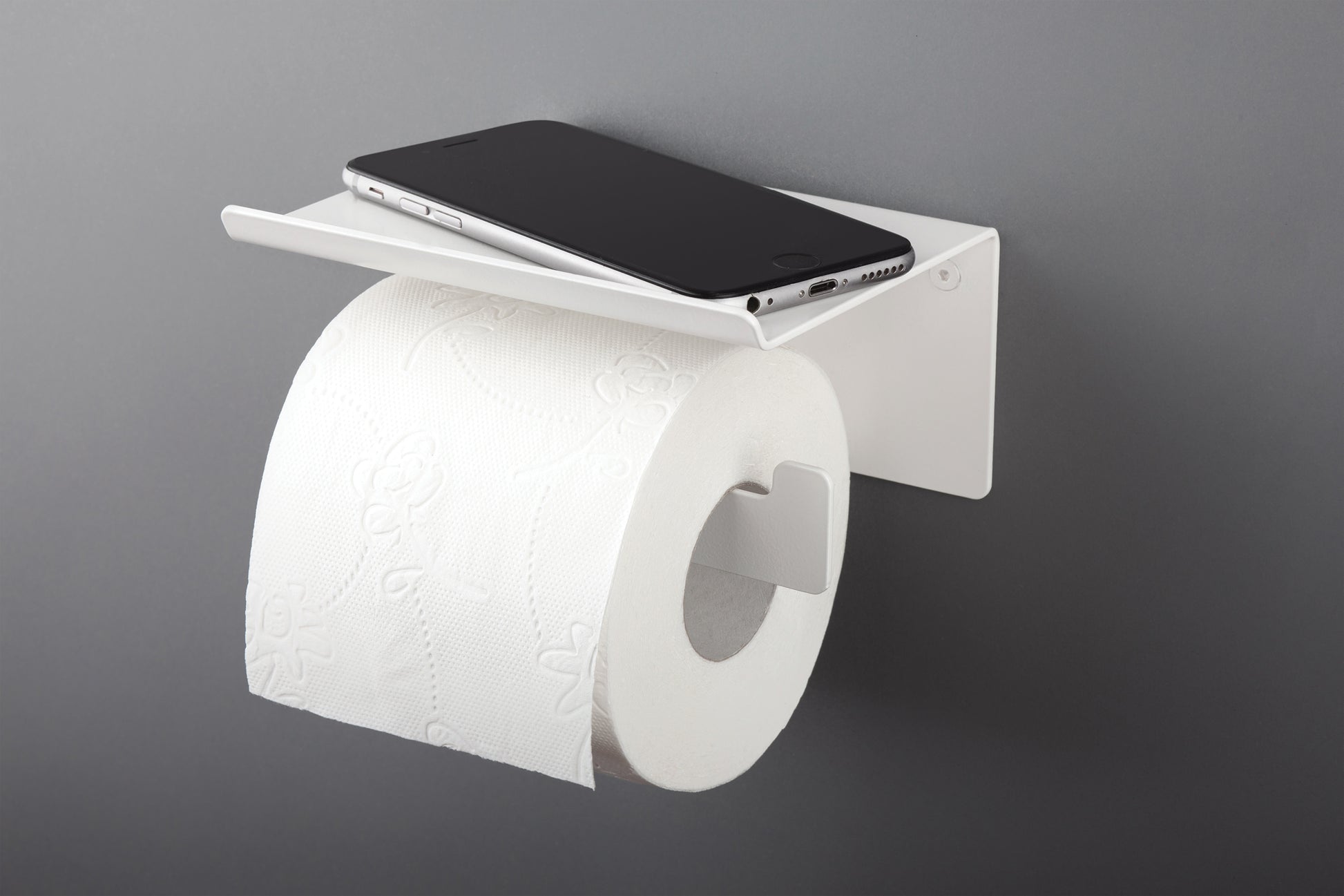 Toilet paper holder, wall-mounted - with shelf