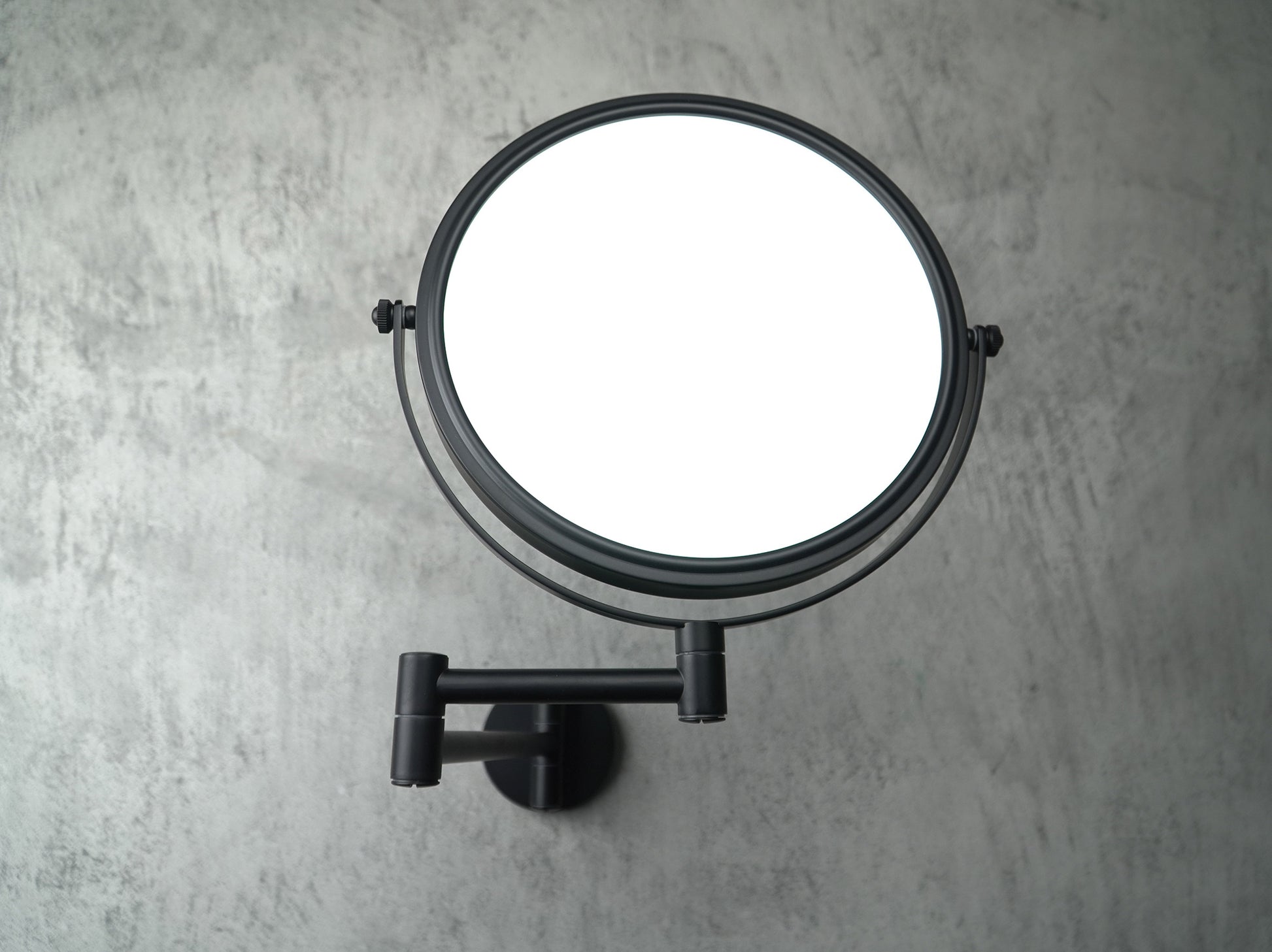 Cosmetic mirror, on extension arm - two-sided