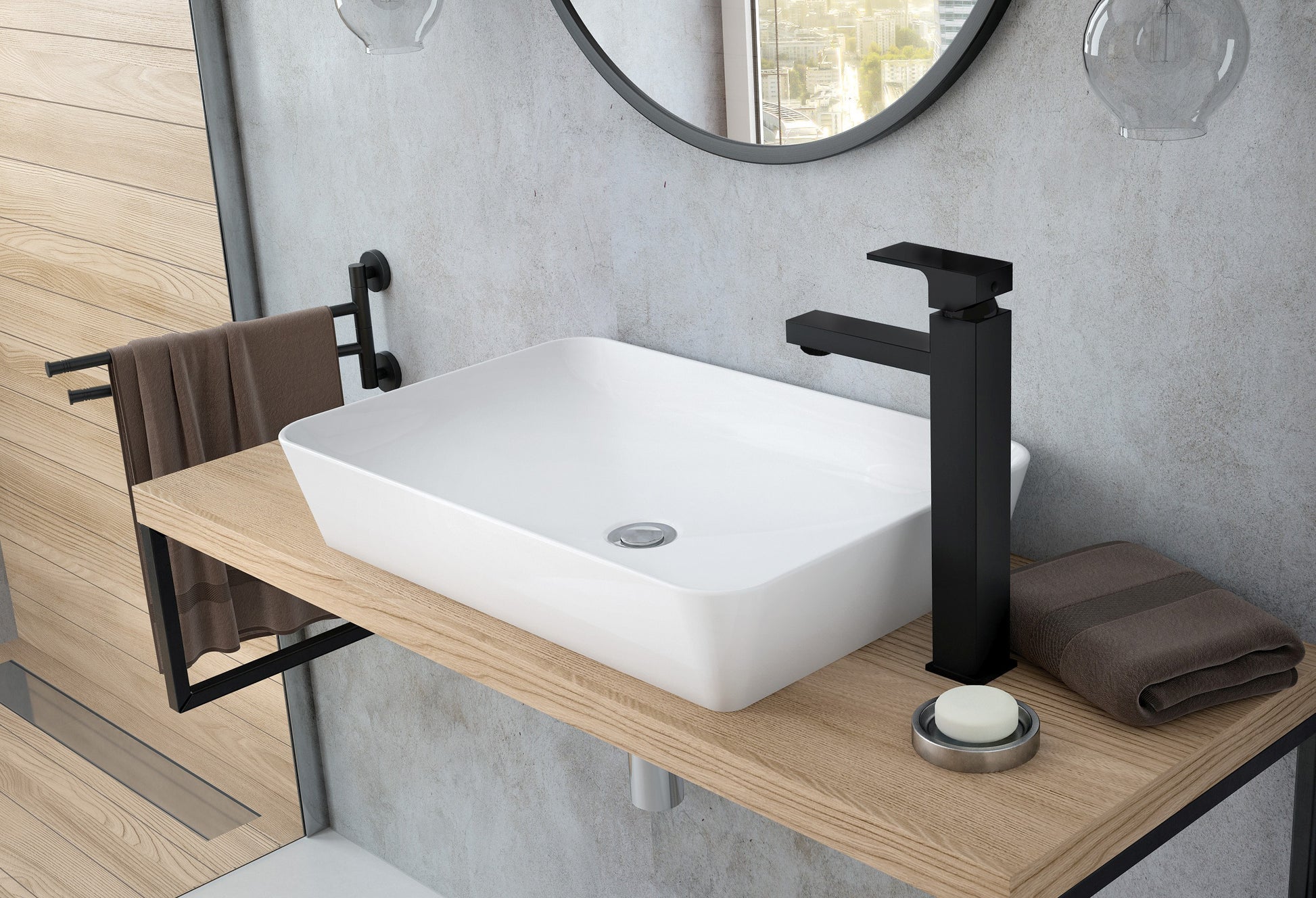 Ceramic washbasin, countertop - 60x40 cm