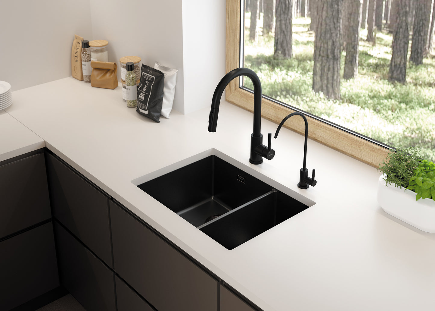 Granite sink, 1.5-bowl