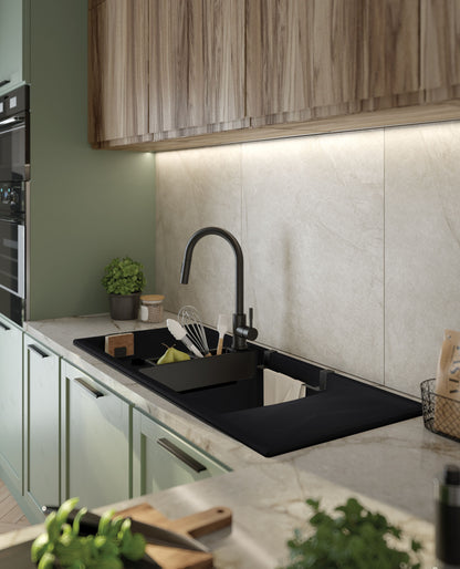 Magnetic granite sink, 2-bowl with drainer