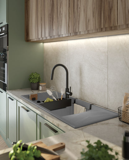 Magnetic granite sink, 2-bowl with drainer