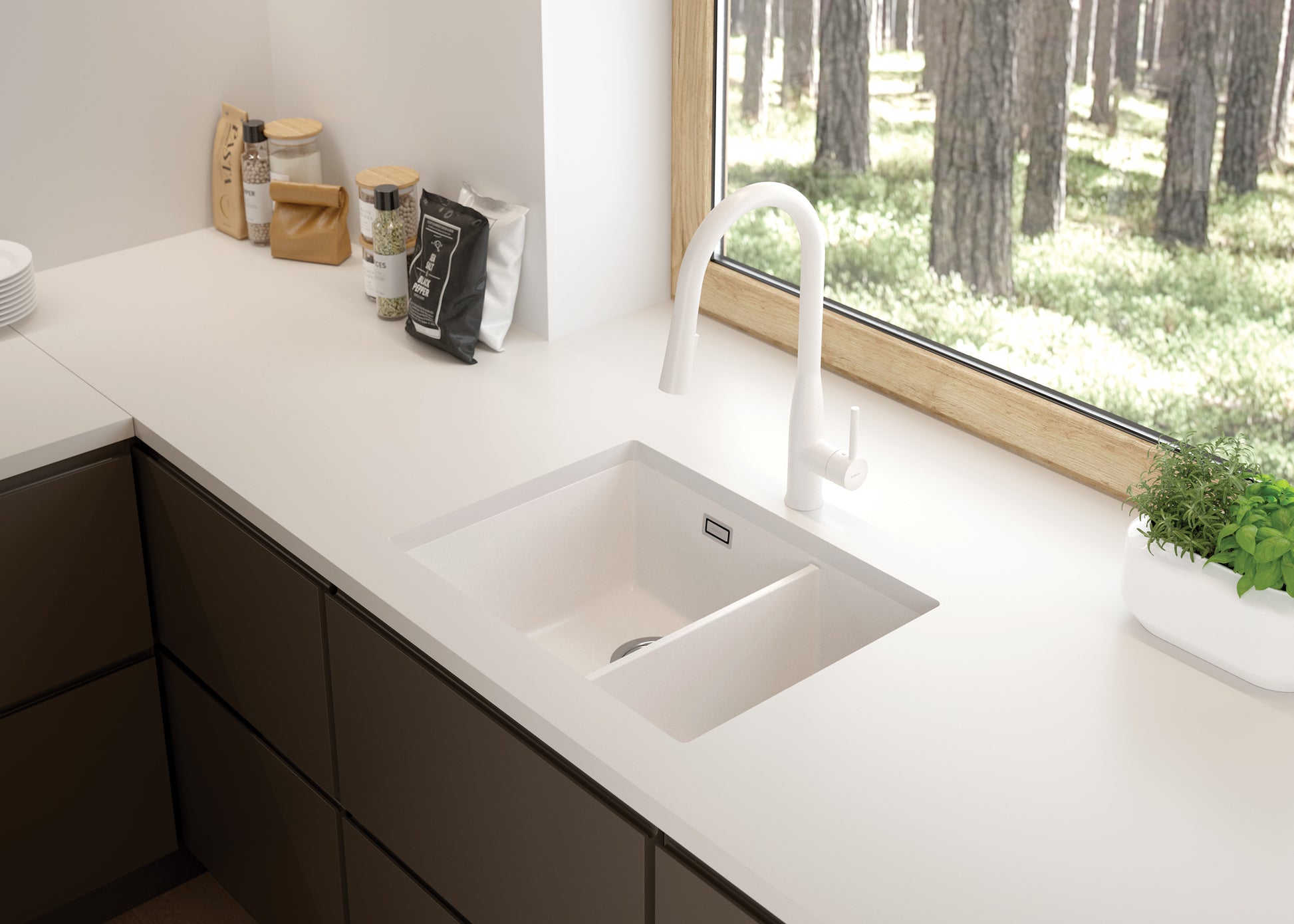 Granite sink, 1.5-bowl
