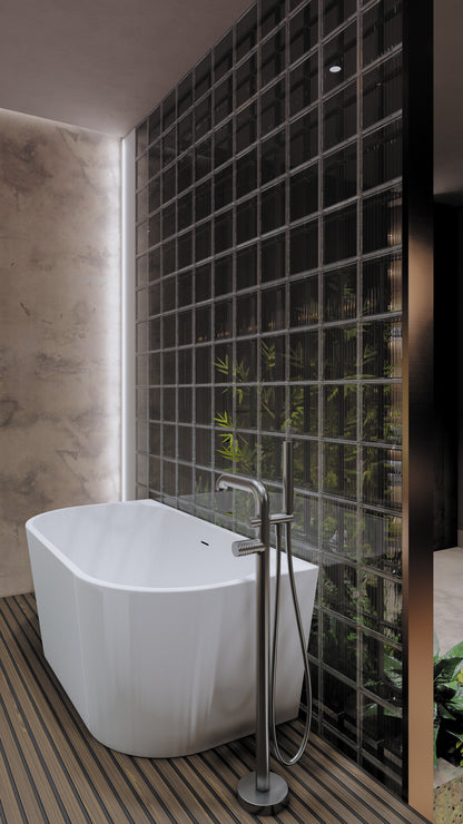 Bath mixer, freestanding, with shower set