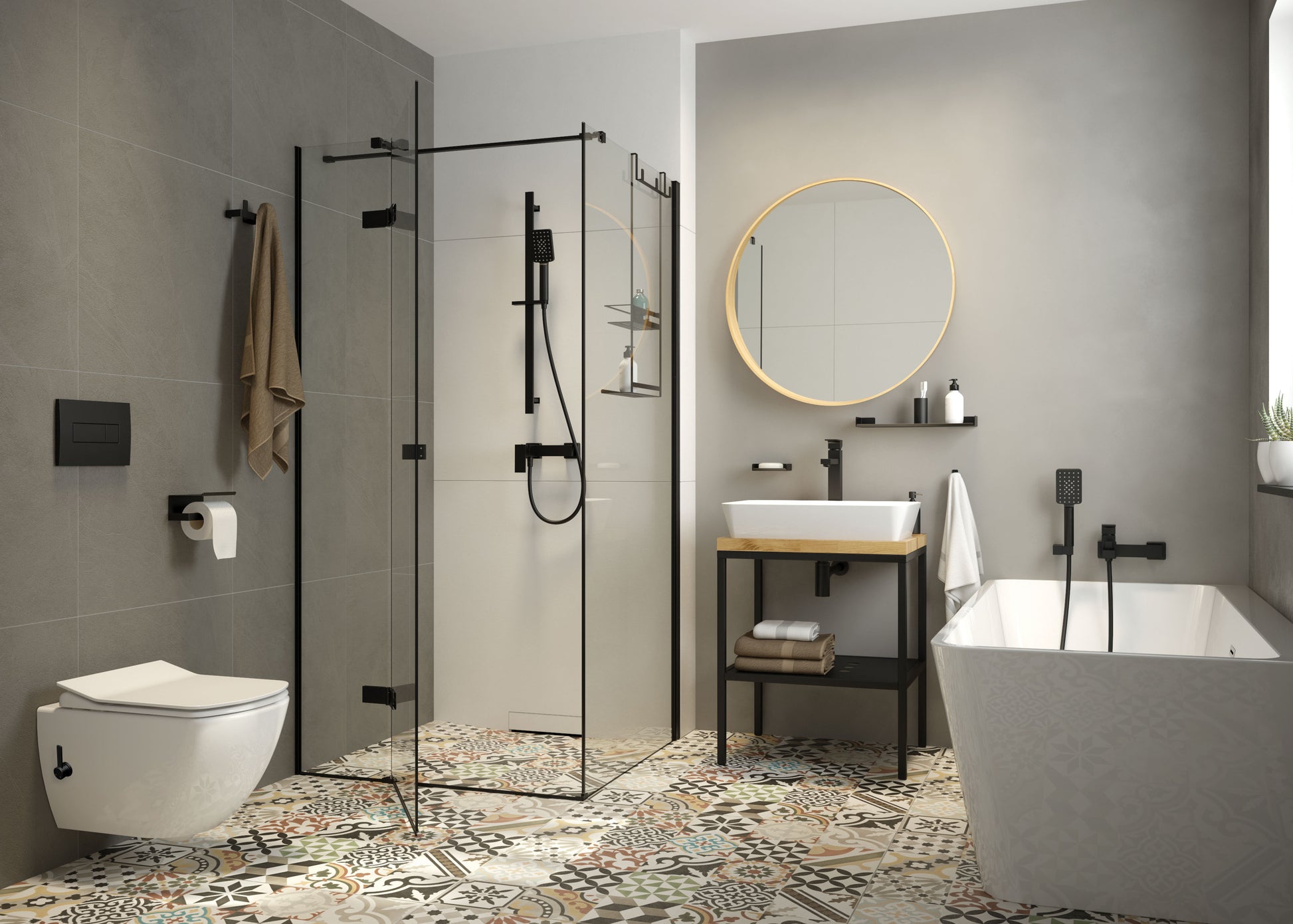 Toilet bowl, with bidet function - with mixer tap