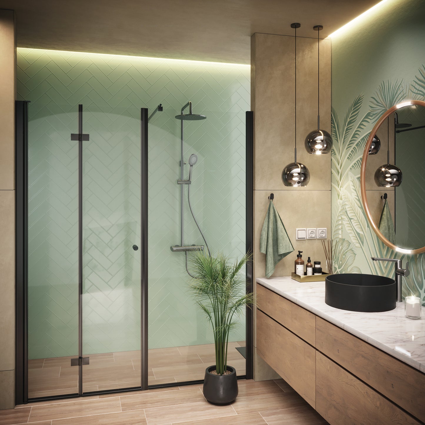 Shower doors, Kerria Plus system, 80 cm - foldable