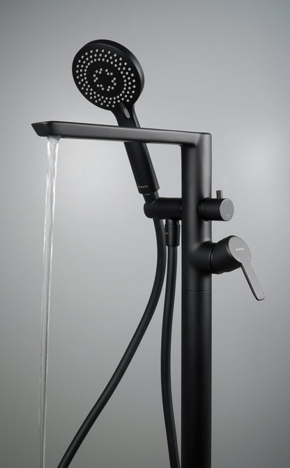 Bath mixer, freestanding, with shower set