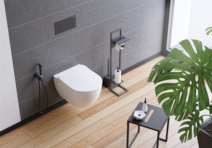 Toilet bowl, with seat, rimless