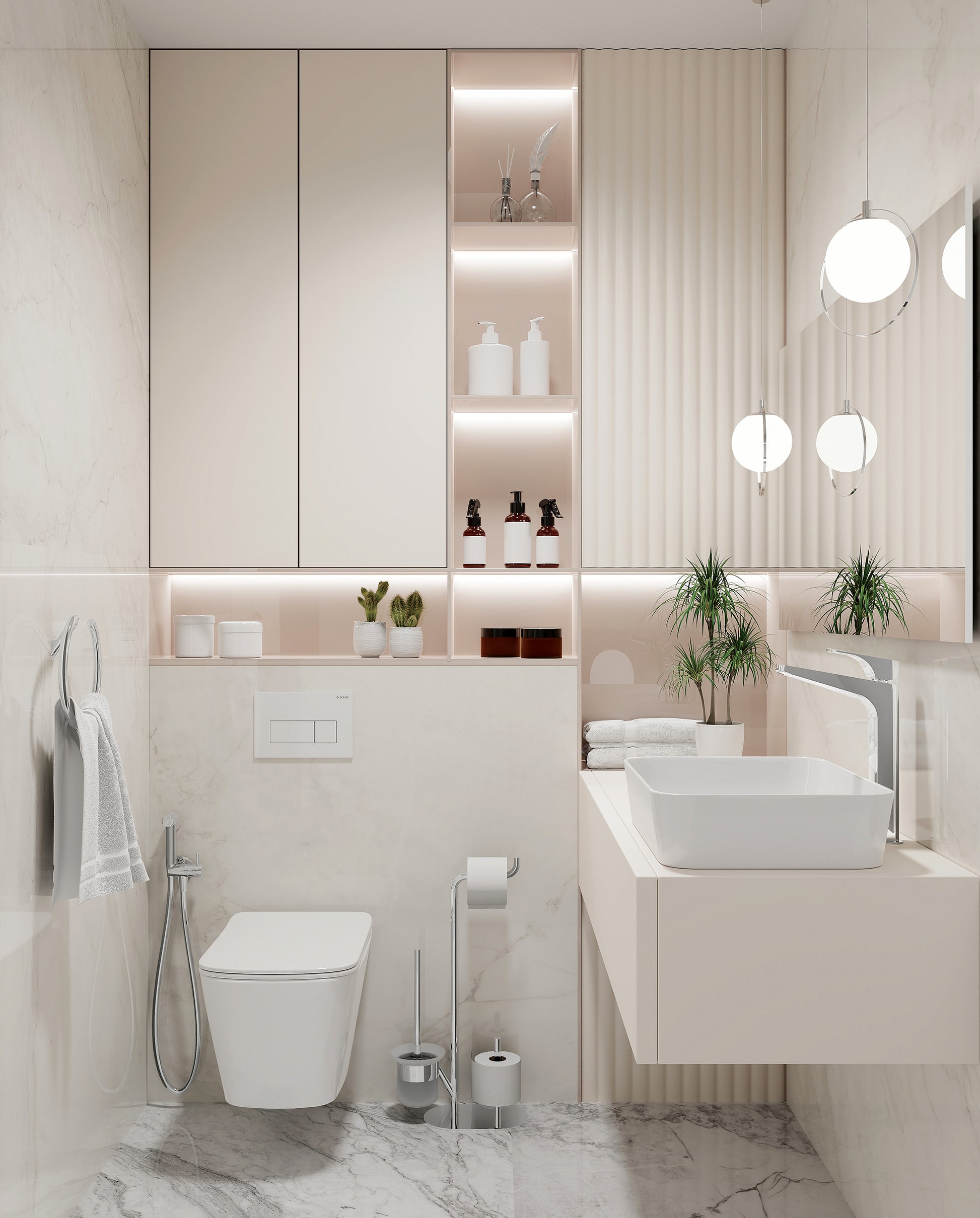 Toilet set, concealed, 6 in 1