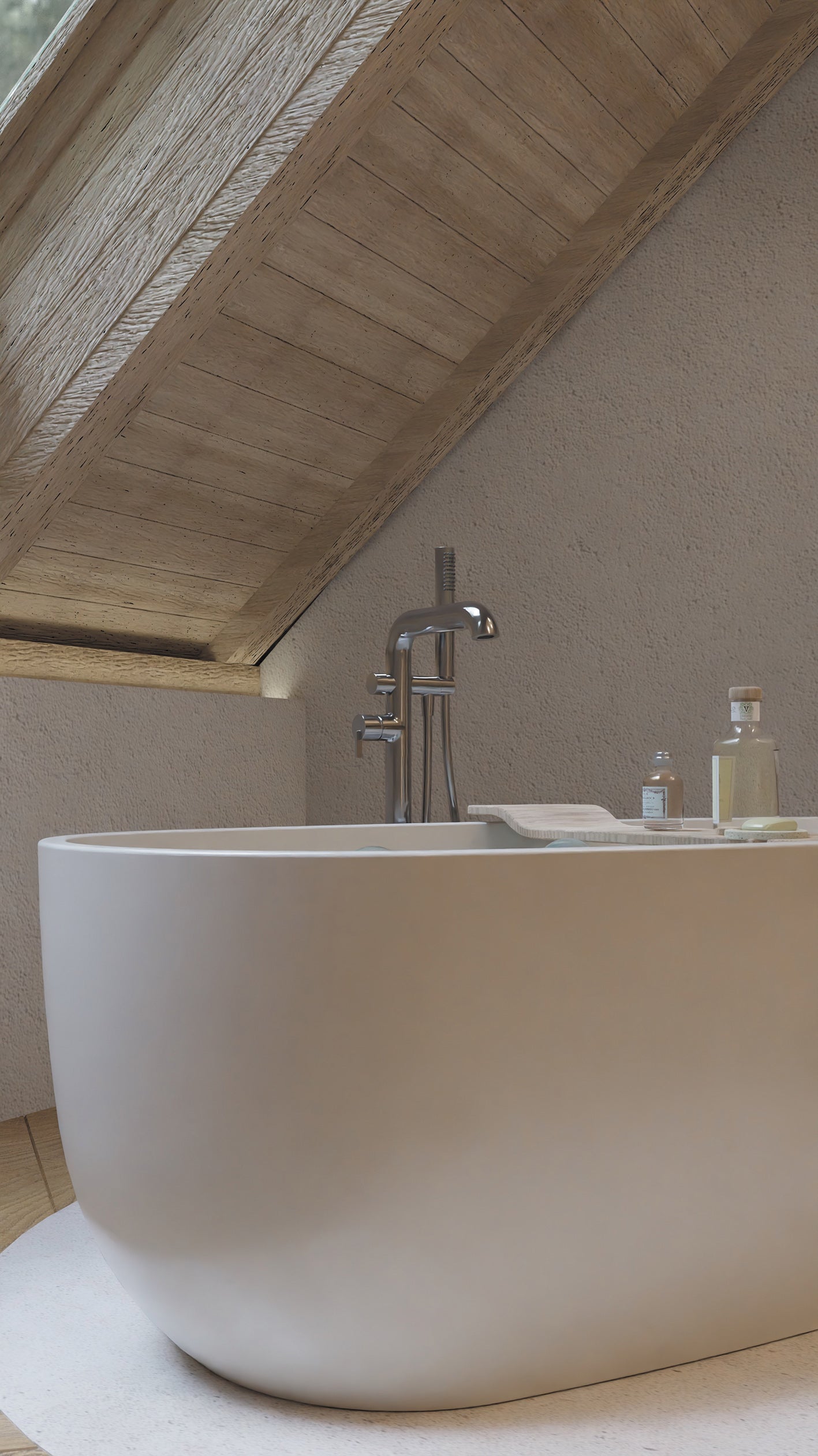 Bath mixer, freestanding, with shower set