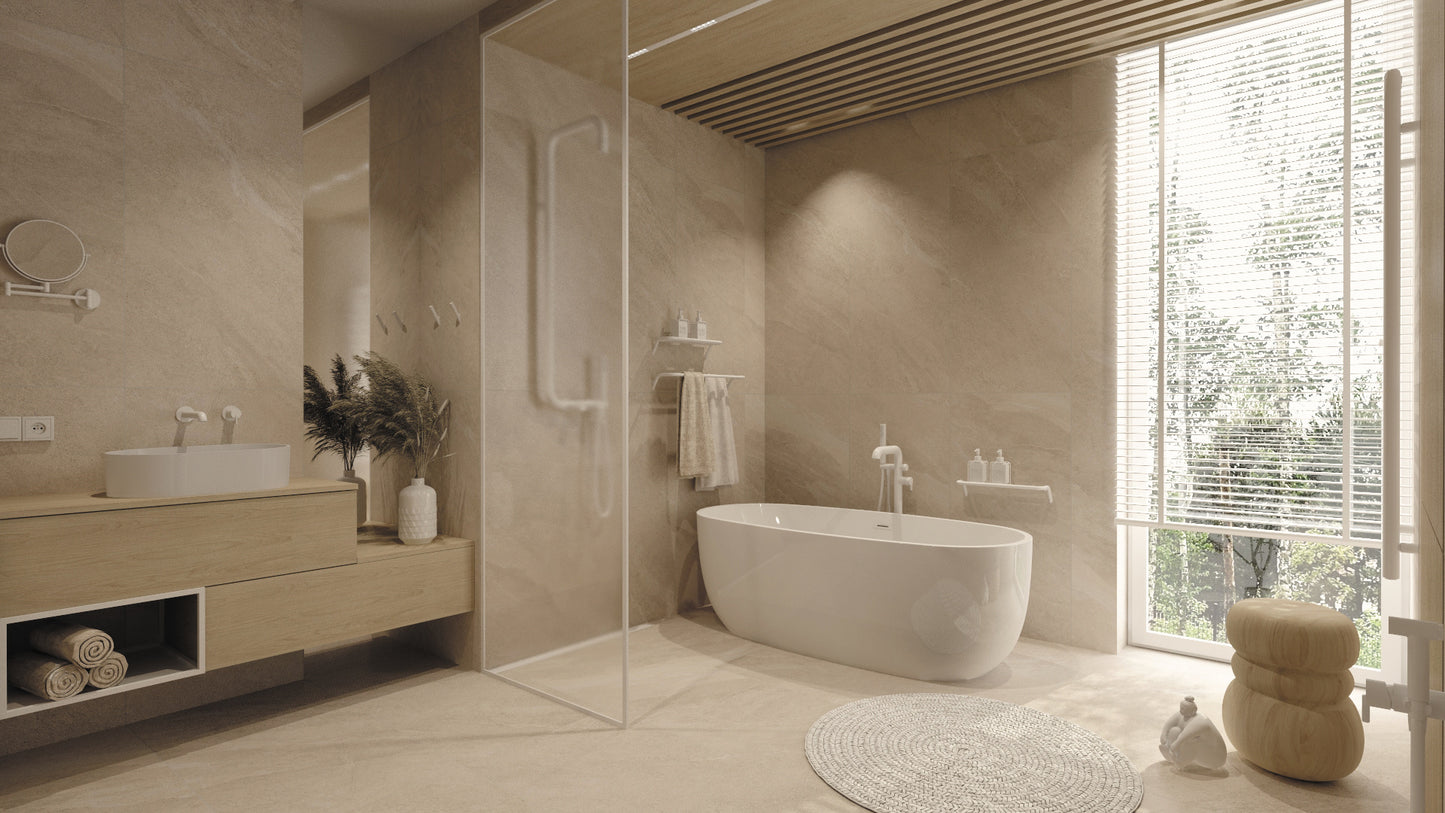 Bath mixer, freestanding, with shower set