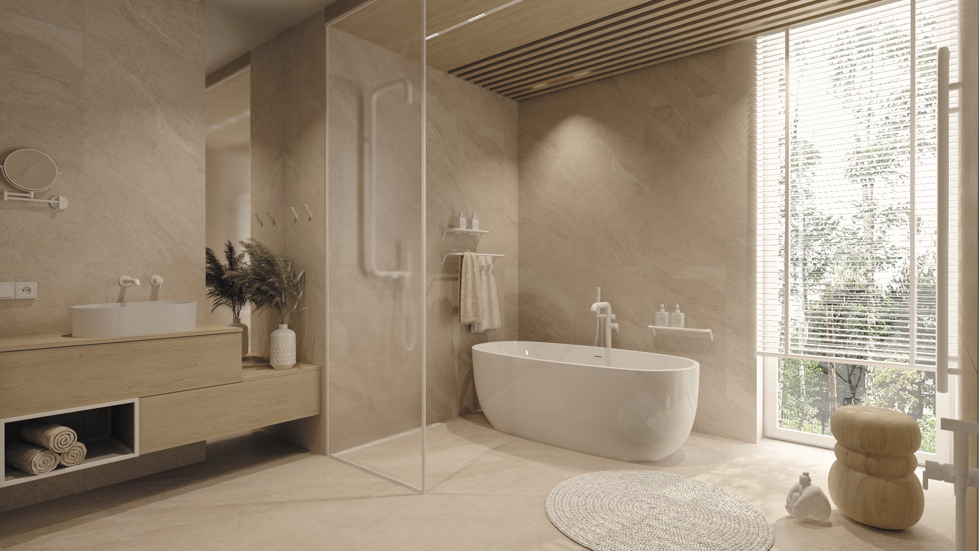 Bath mixer, freestanding, with shower set