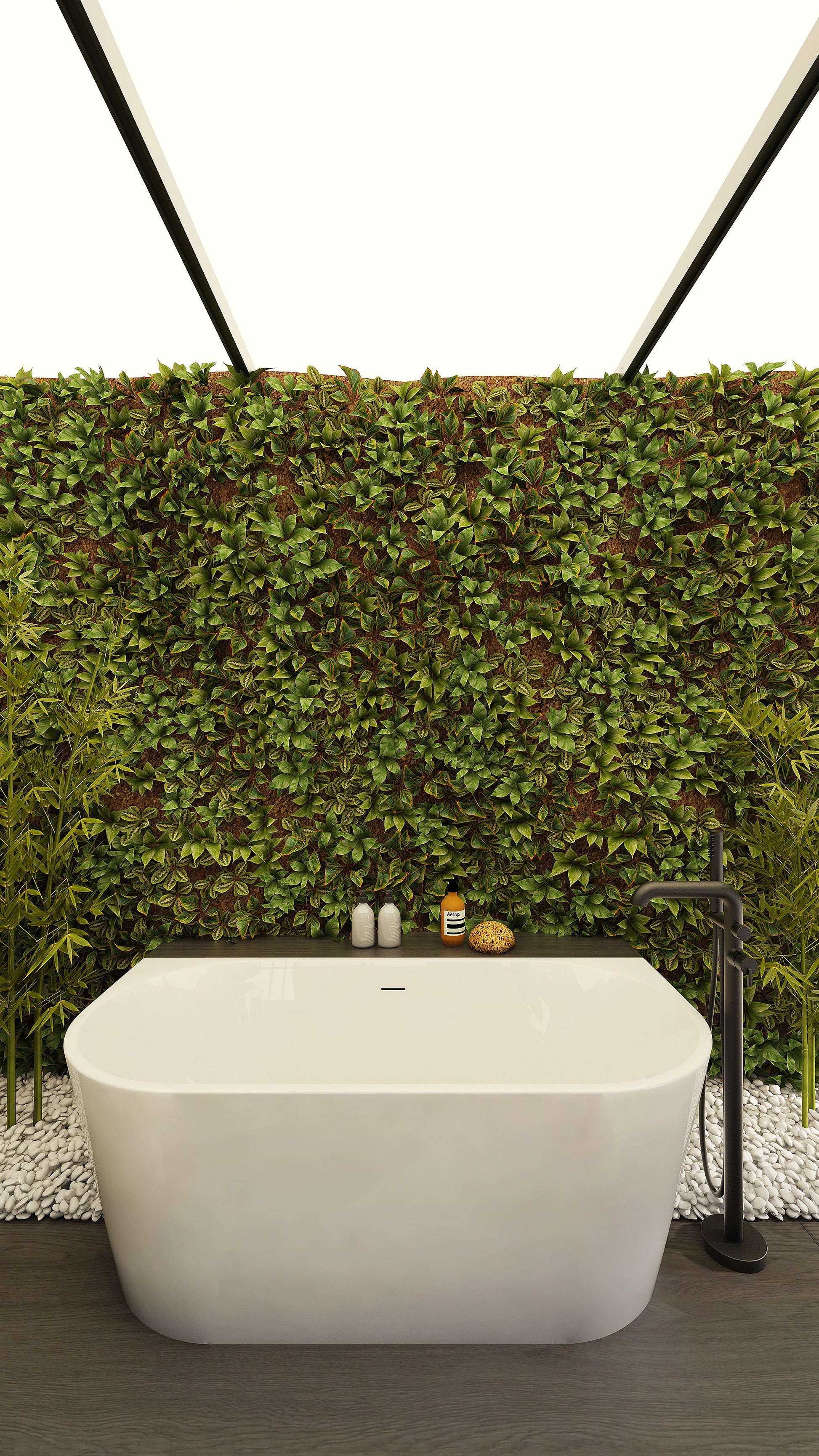Bath mixer, freestanding, with shower set