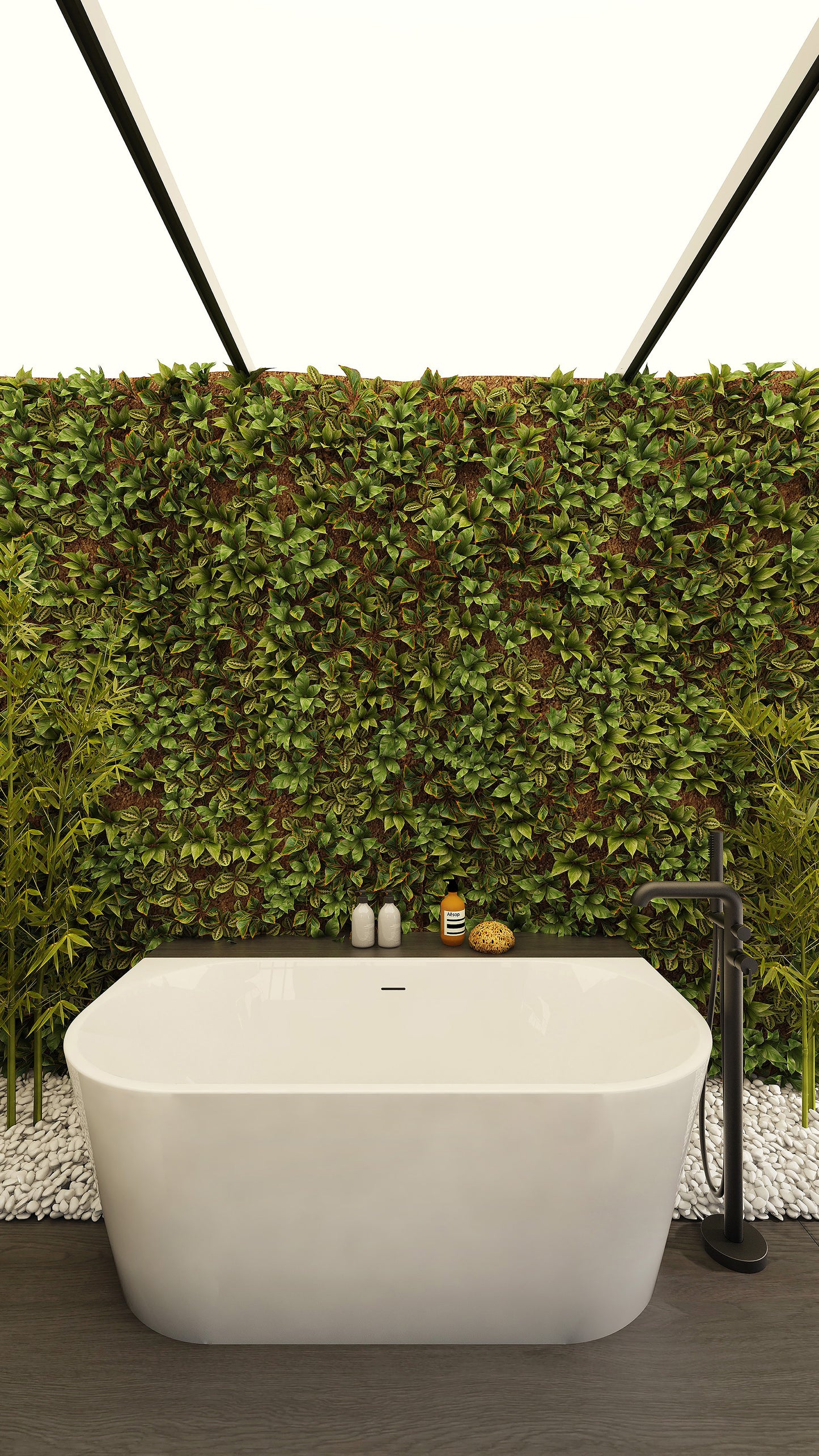 Acrylic bathtub, back-to-wall/freestanding - 170 cm