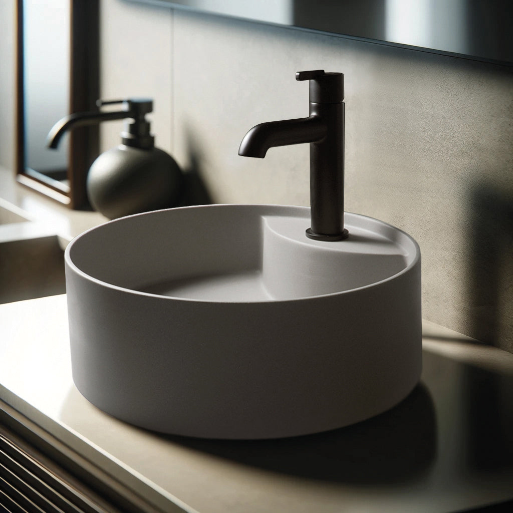 Granite washbasin, countertop, with tap shelf