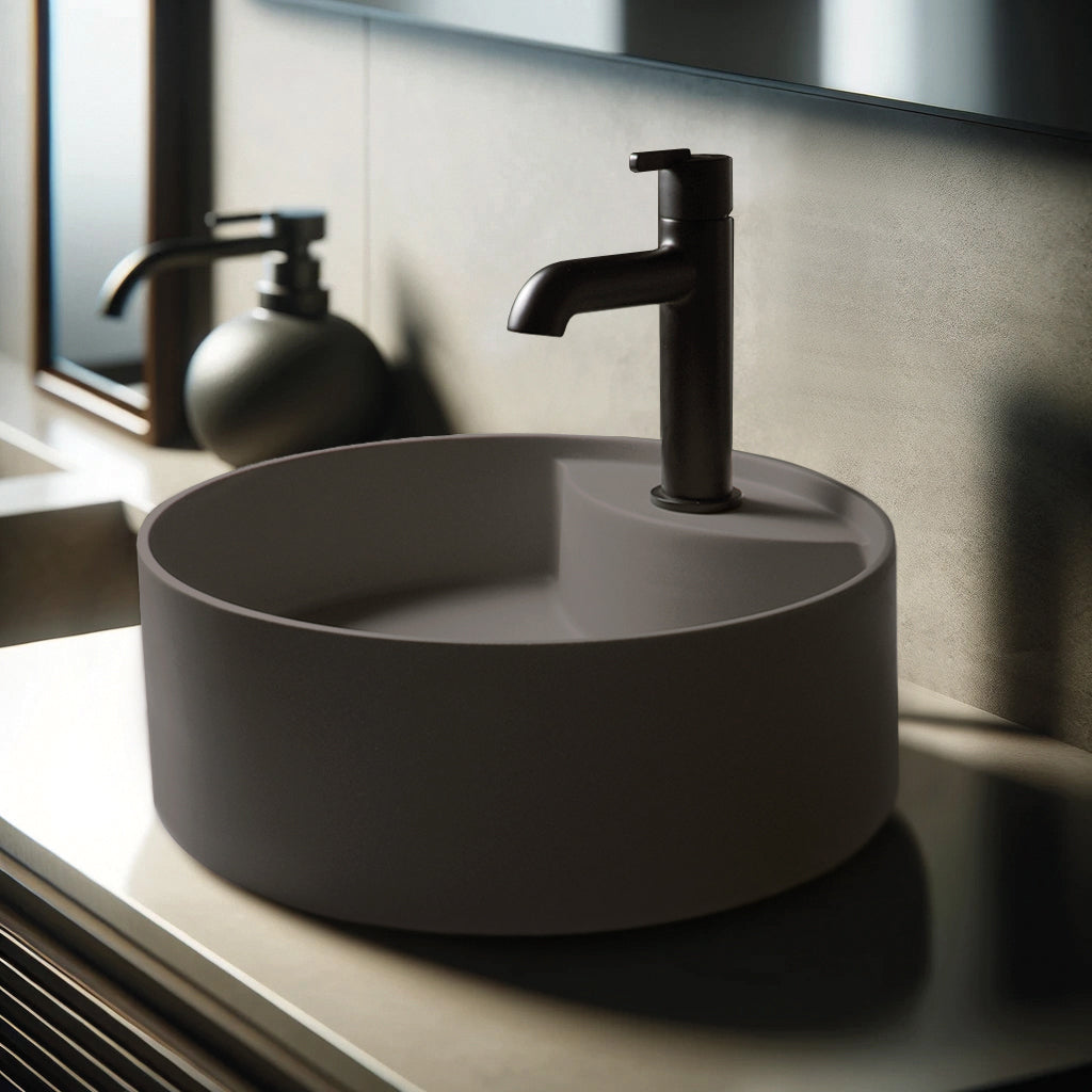 Granite washbasin, countertop, with tap shelf