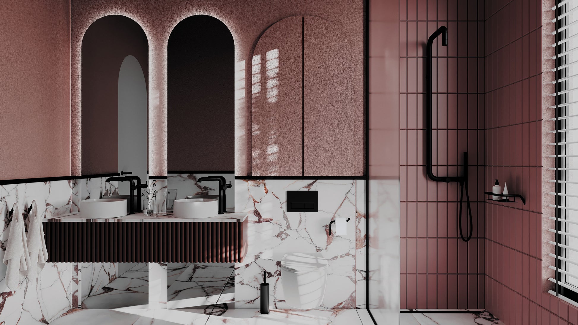 Toilet set, concealed, 6 in 1