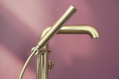 Bath mixer, freestanding, with shower set
