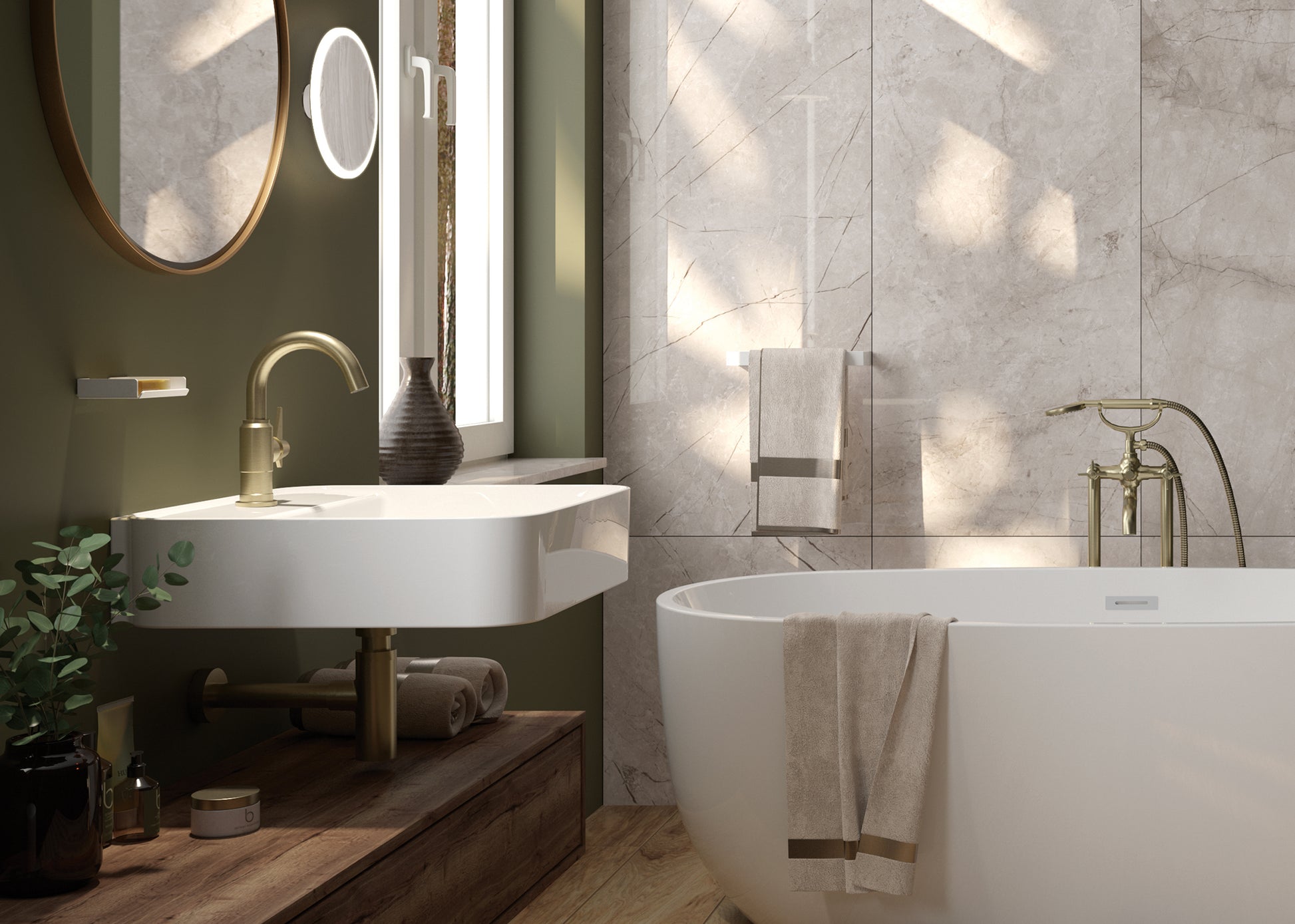 Acrylic bathtub, freestanding, oval - 170 cm
