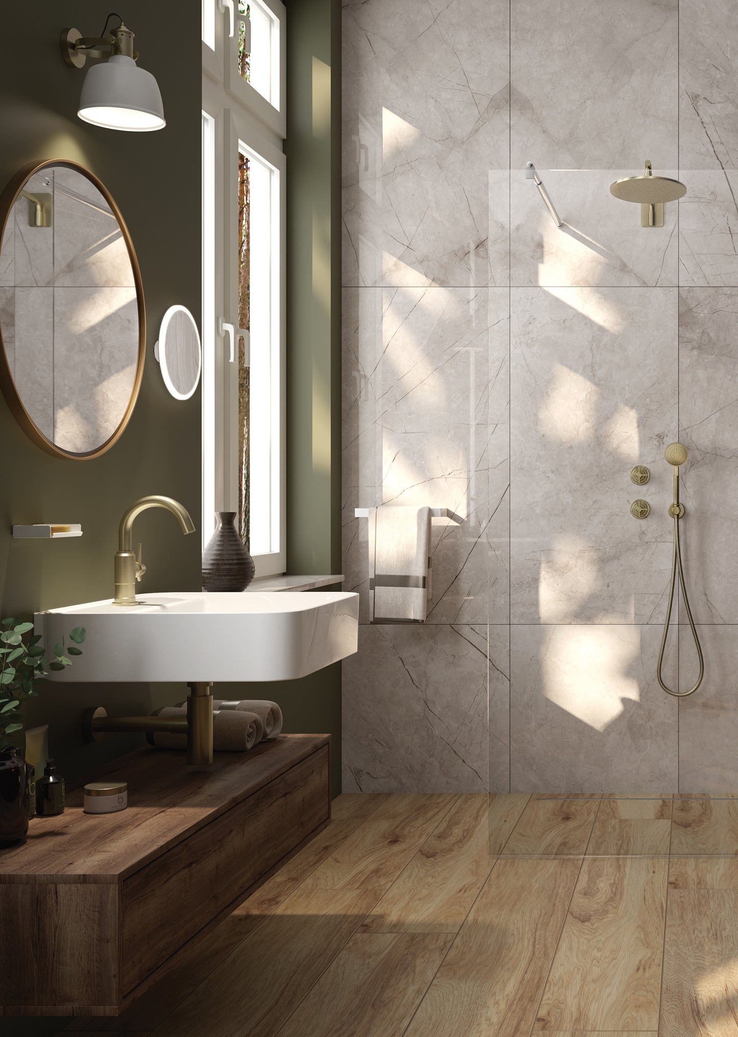 Ceramic washbasin, countertop/wall-mounted, with tap shelf