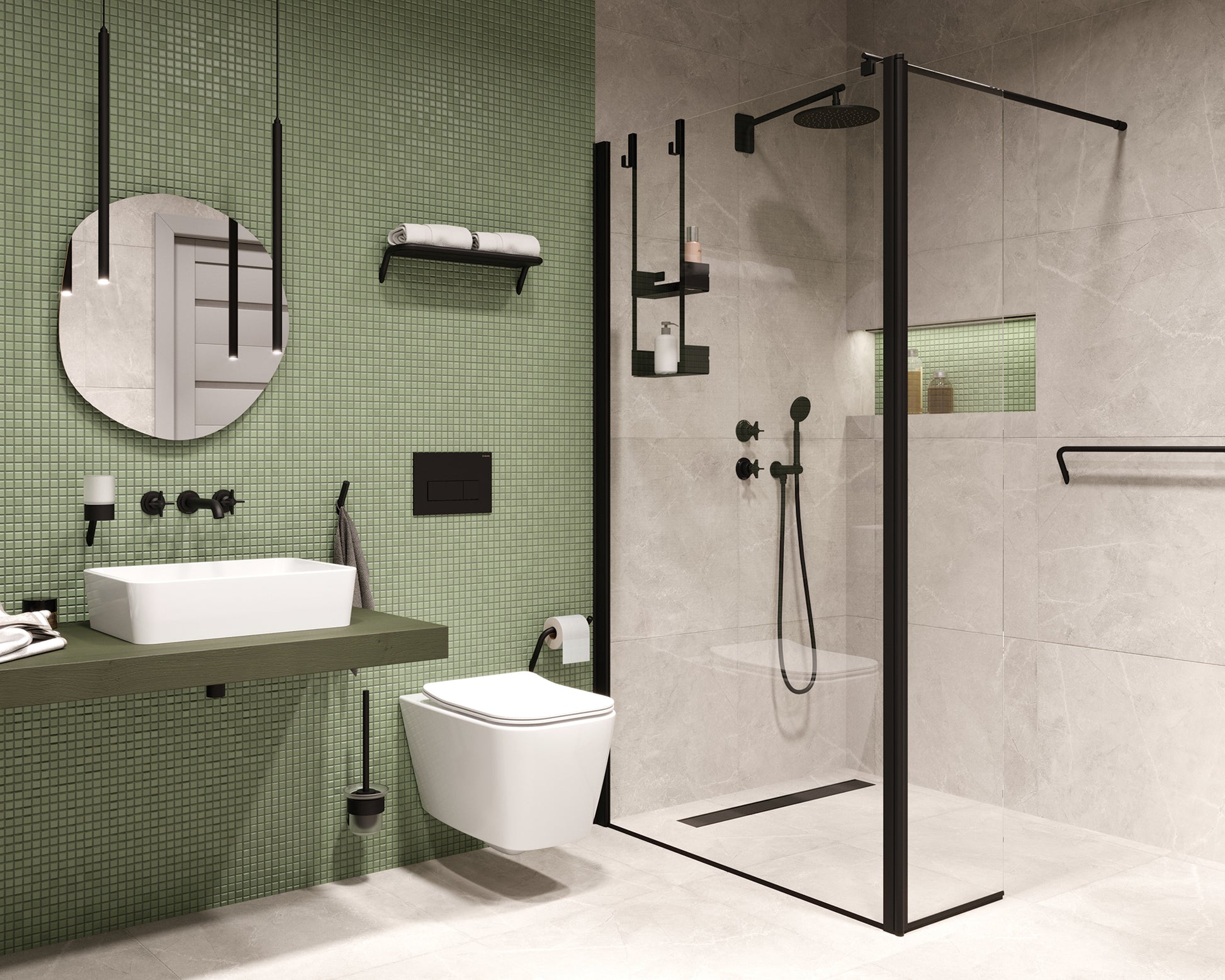 Shower wall / walk-in, Kerria Plus system, 110 cm