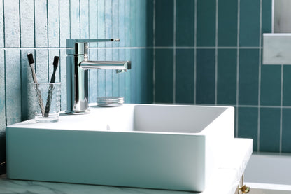 Ceramic washbasin, countertop/wall-mounted, with tap shelf - 50x40 cm