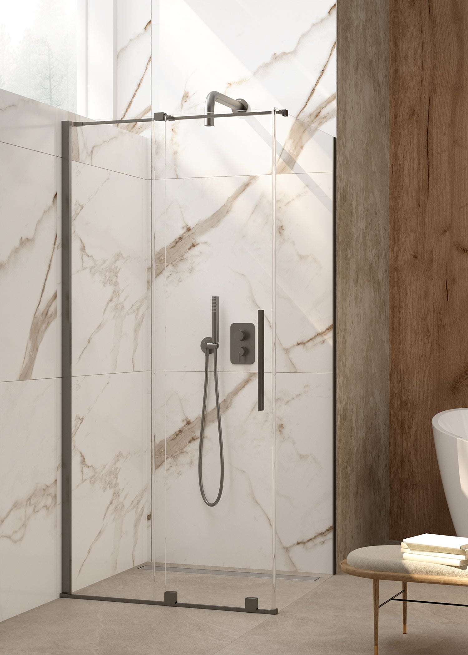 Concealed shower set, with mixer BOX - with a small shower head