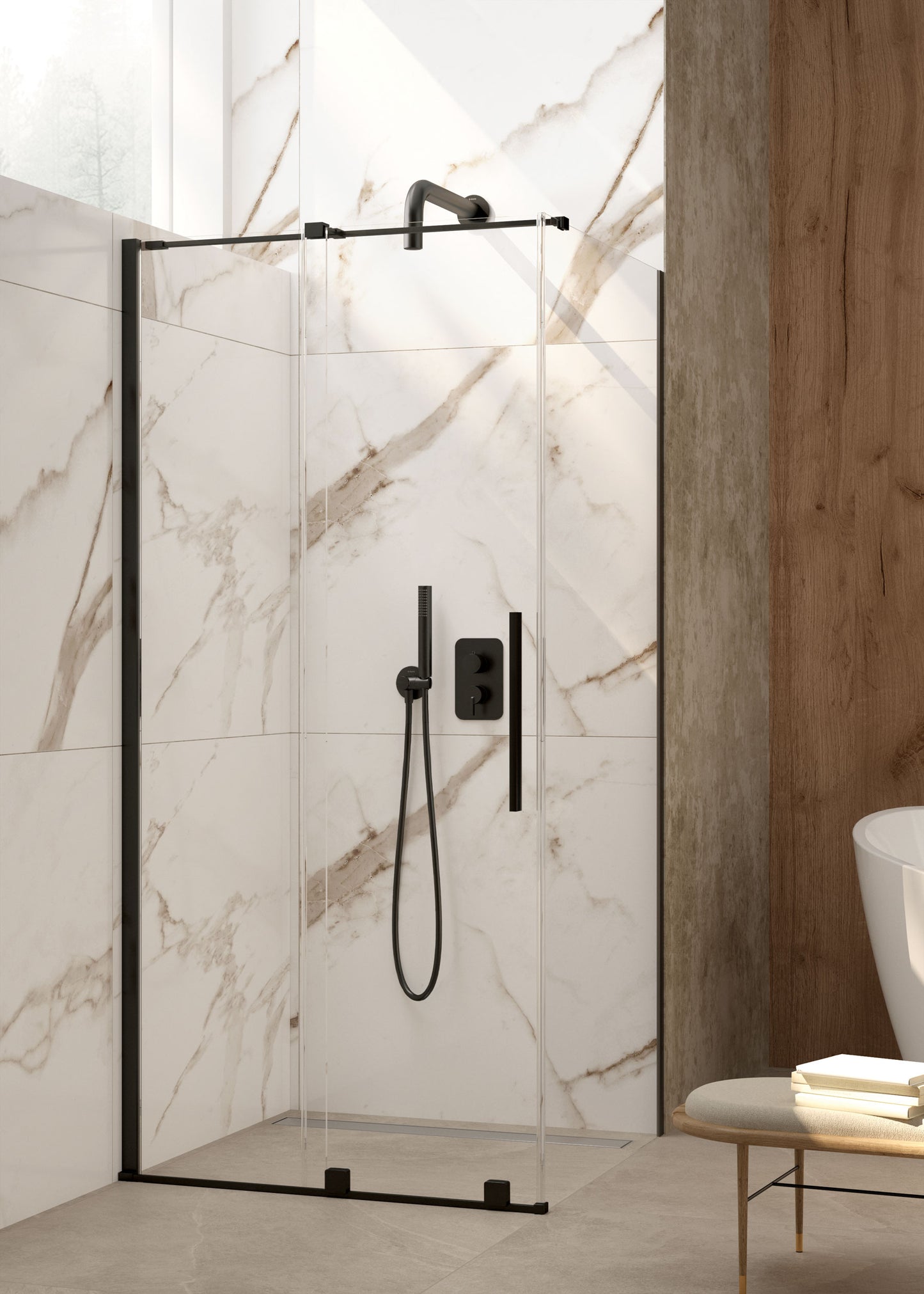 Shower wall, walk-in, 100 cm - sliding