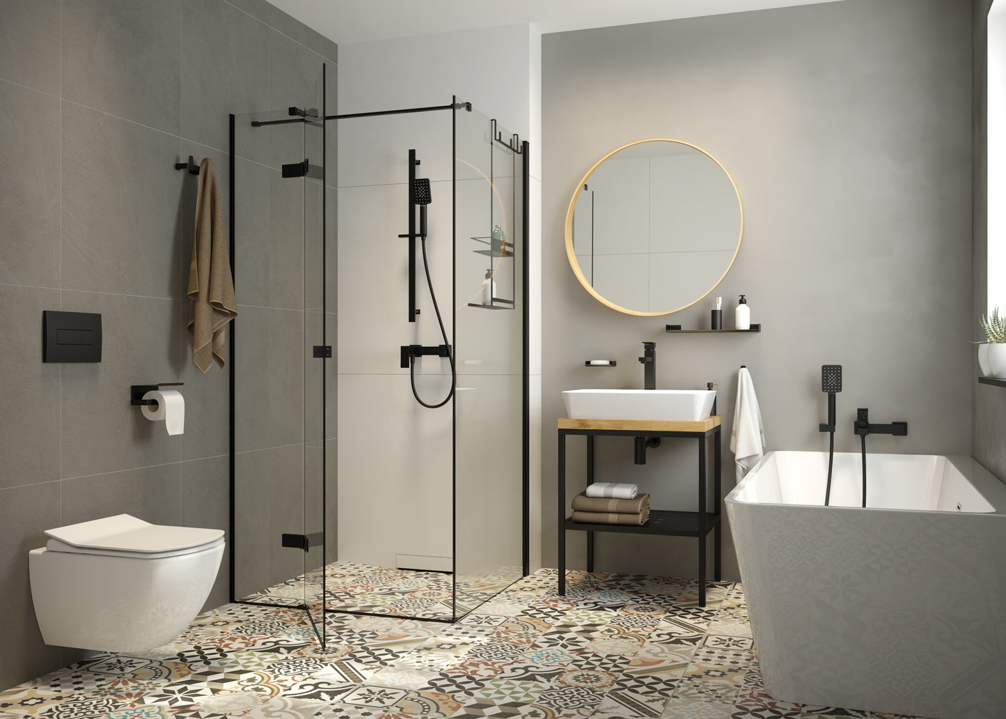 Toilet set, concealed, 6 in 1