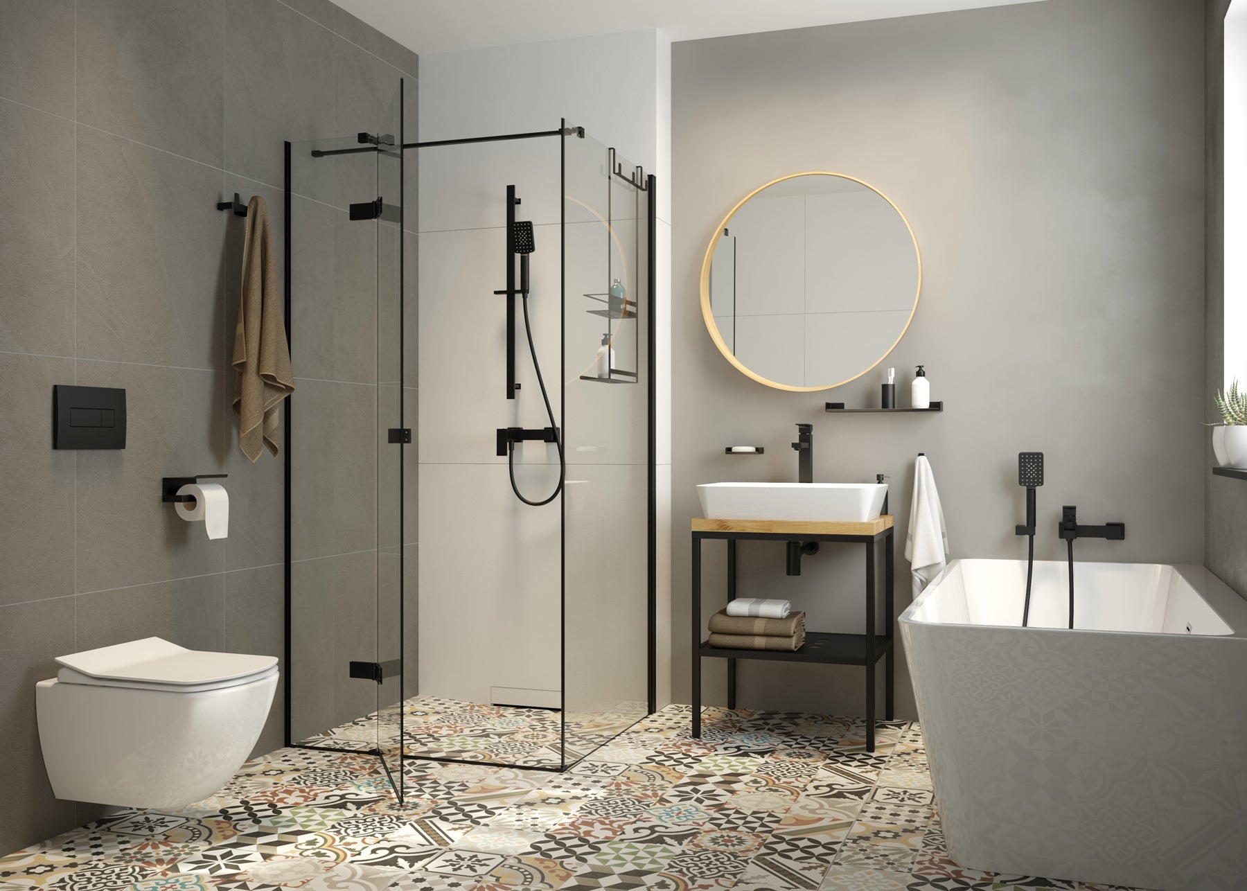 Toilet set, concealed, 6 in 1