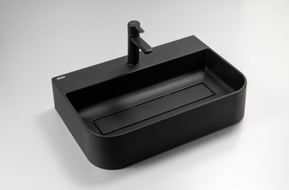 Granite washbasin, countertop, with tap shelf - with cover plate