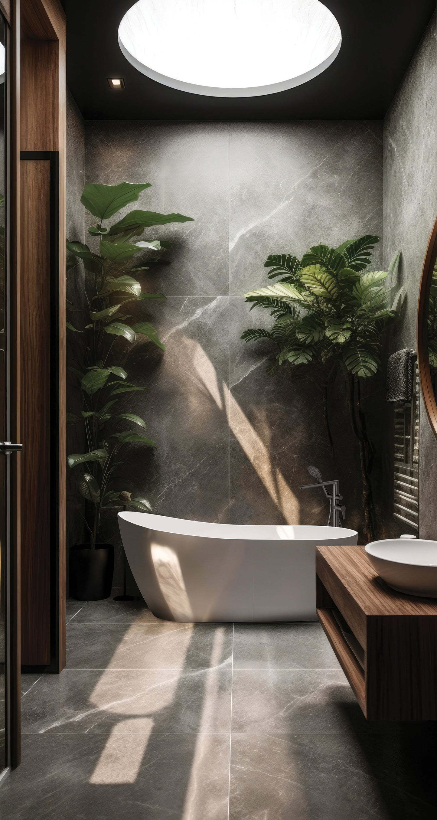 Acrylic bathtub, freestanding, asymmetrical - 170 cm