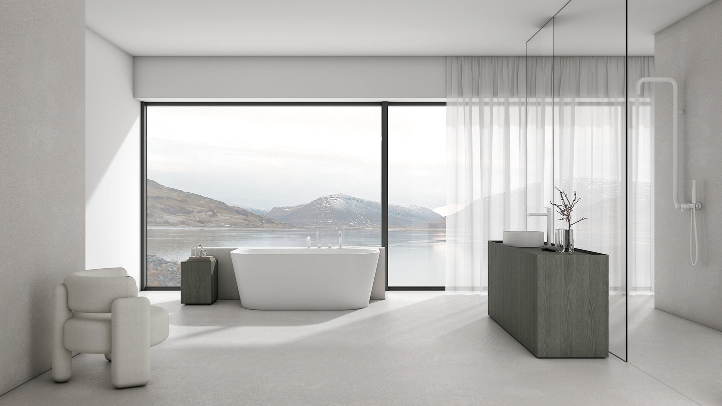 Bath mixer, 4-hole, with shower set