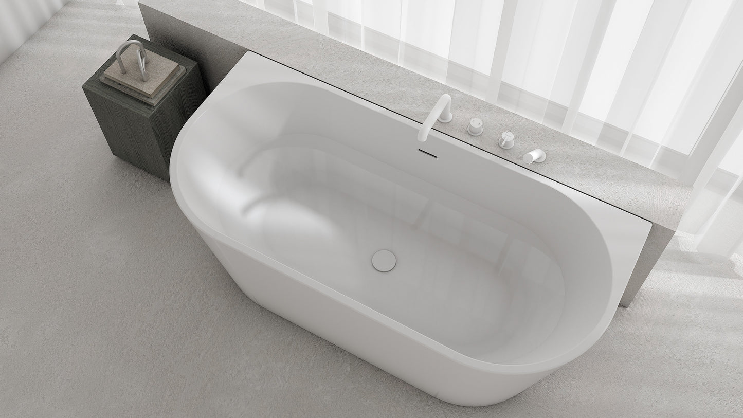 Acrylic bathtub, back-to-wall/freestanding - 160 cm