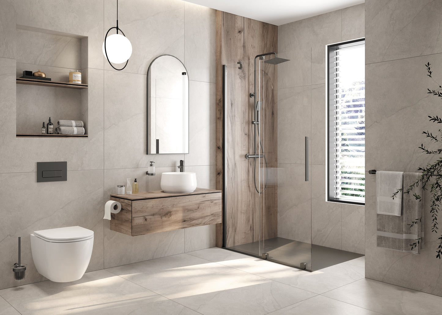 Shower column, with shower mixer, thermostatic