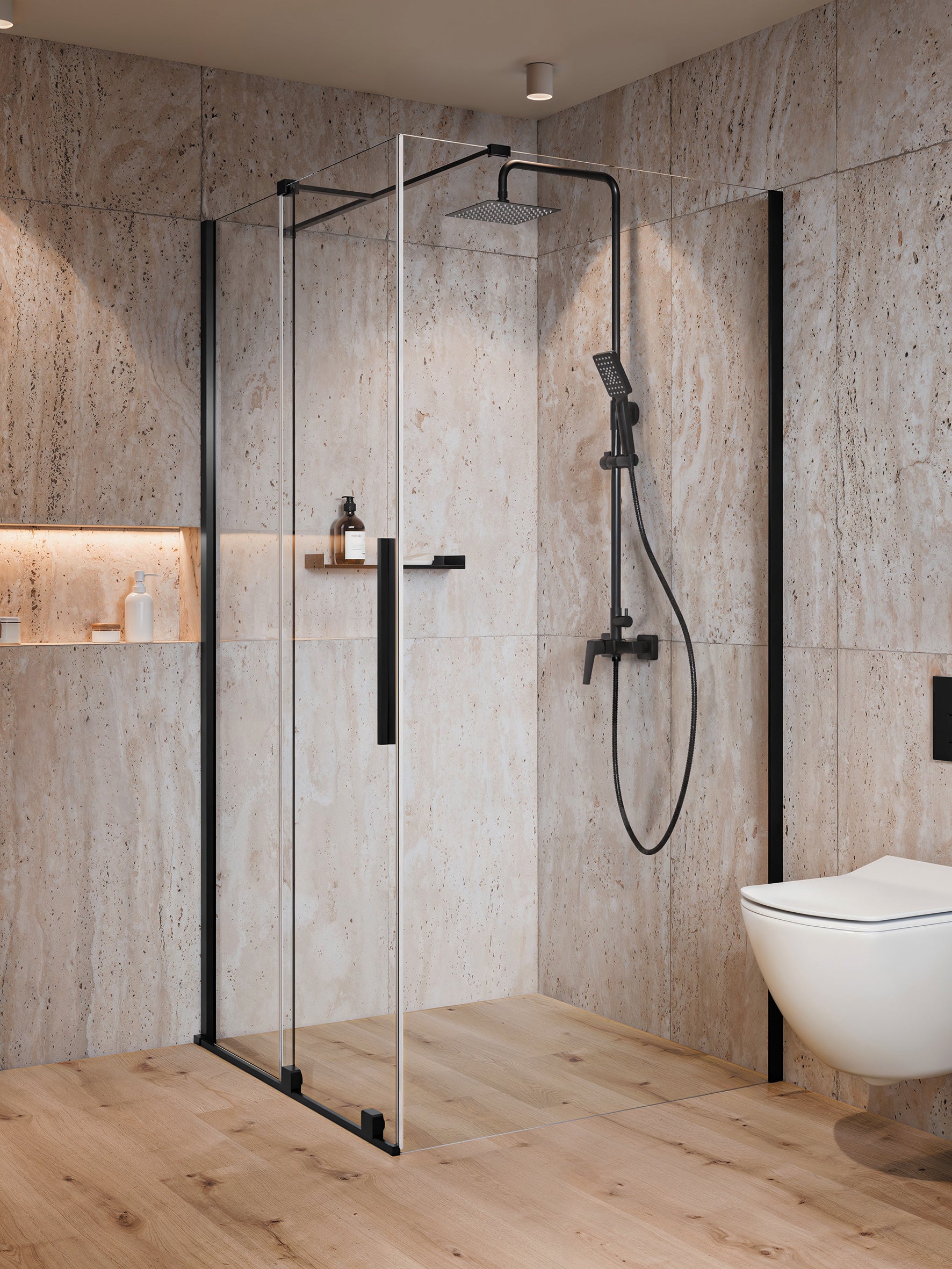Shower wall, walk-in, 100 cm - sliding