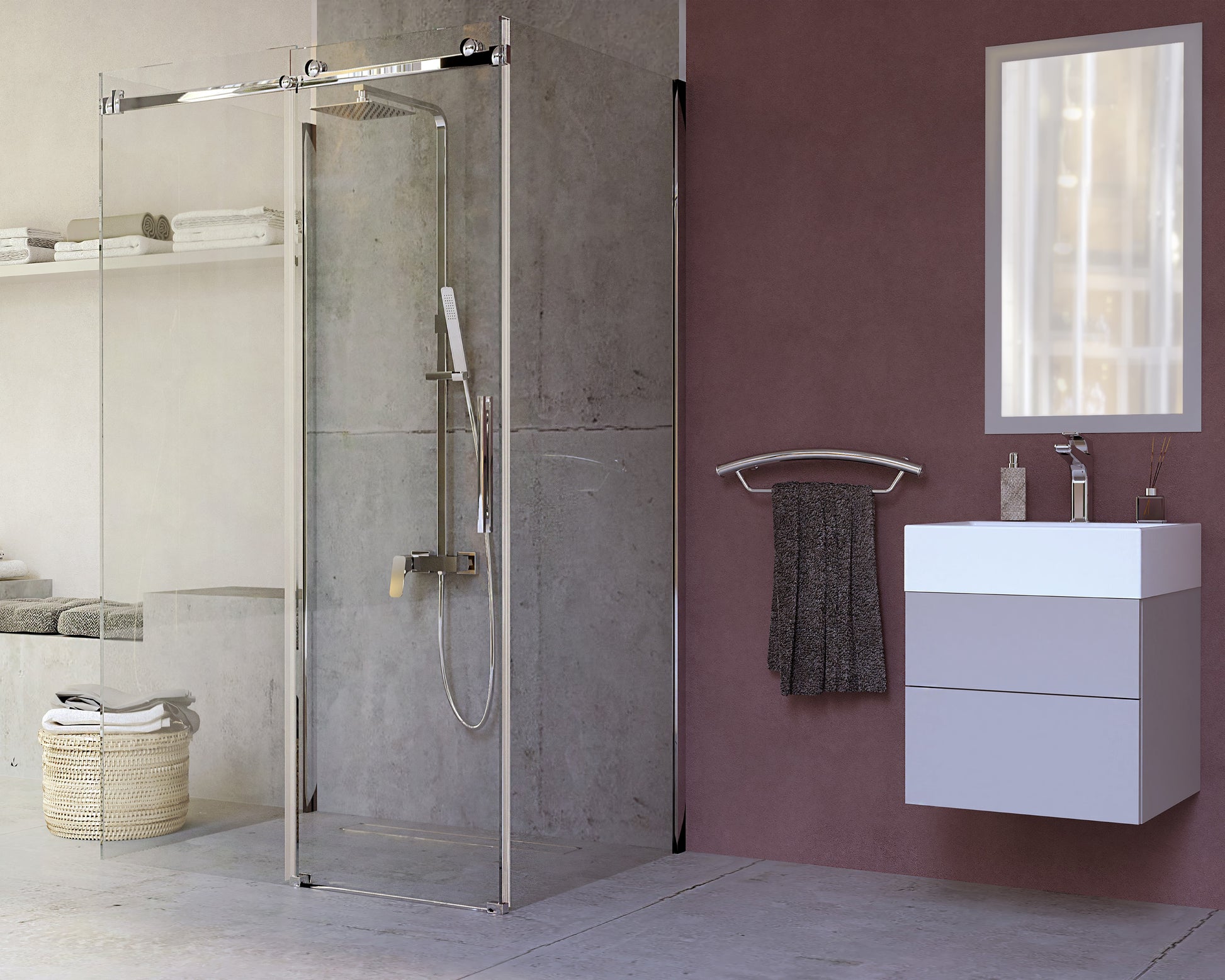 Shower wall, side, 90 cm