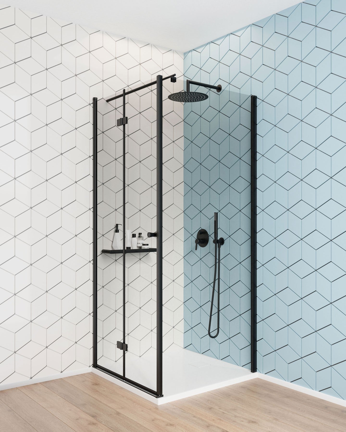 Shower wall / walk-in, Kerria Plus system, 90 cm